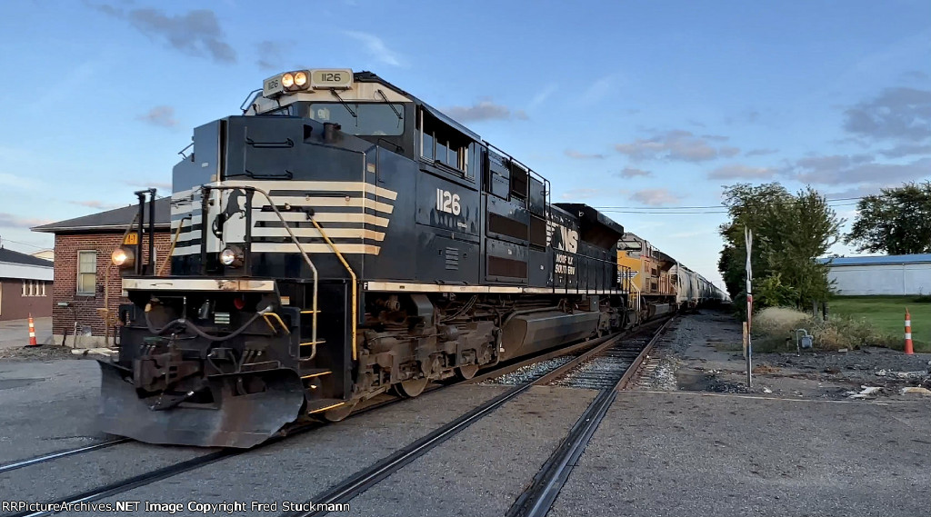 NS 1126 leads 61X and is coming off the Bayard Branch.